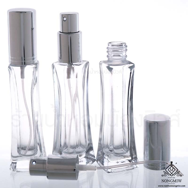 ขวดหอคอยใส ฝามิเนียมเงิน 30ML