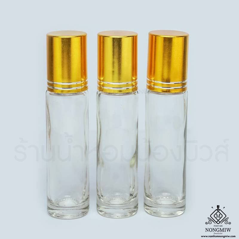 ขวดลูกกลิ้งใส(มีขีด) ฝาทอง 10ML. (โหล)
