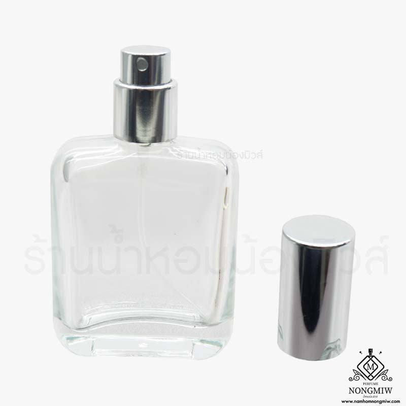 ขวดสี่เหลี่ยมมน ฝาเงิน 35ML.