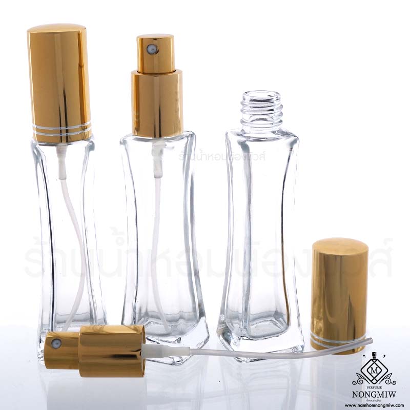 ขวดหอคอยใส ฝามิเนียมทอง 30ML.