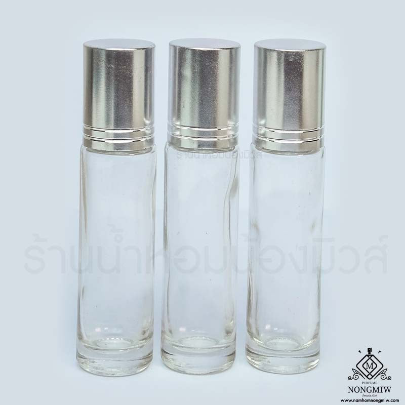 ขวดลูกกลิ้งใส(มีขีด) ฝาเงิน 10ML