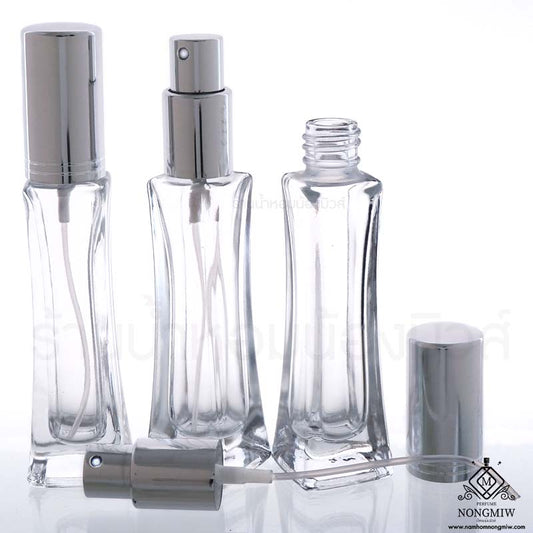 ขวดหอคอยใส ฝามิเนียมเงิน 30ML