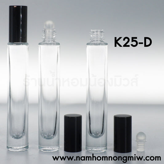 ขวดลูกกลิ้งลูซี่กลม ฝายาวสีดำ 10ML (ใบ)