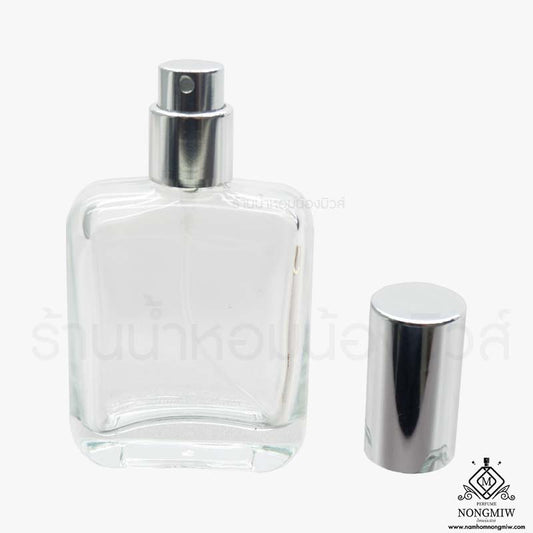 ขวดสี่เหลี่ยมมน ฝาเงิน 35ML.