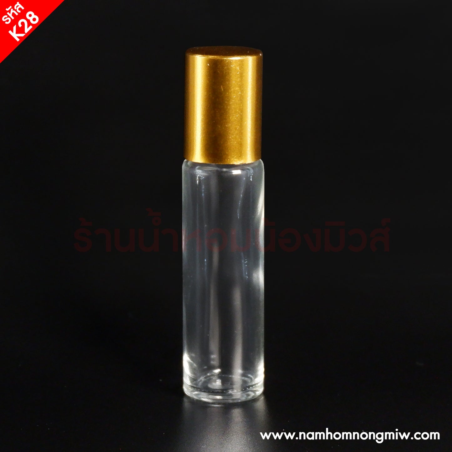 ขวดลูกกลิ้งใส ฝาทองเรียบ 10ML (โหล)