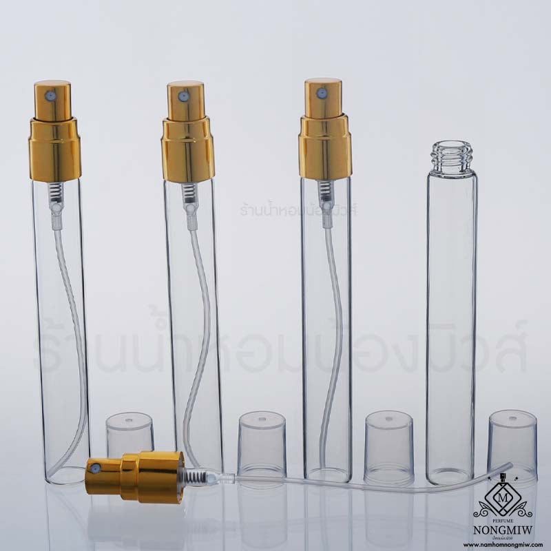 ขวดปากกาใส ฝาอลูมิเนียมทอง 10ML.
