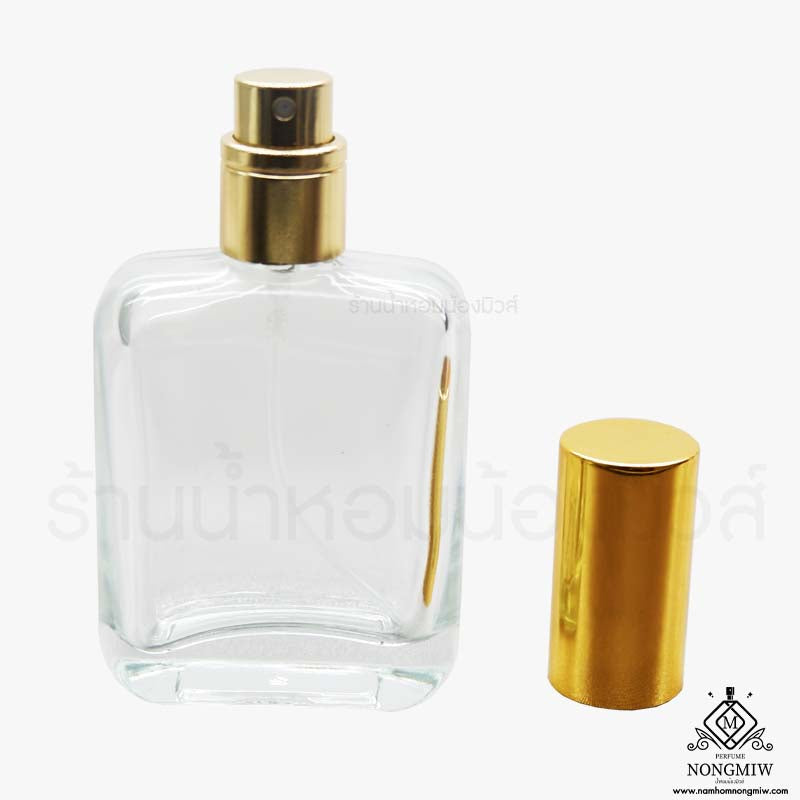 ขวดสี่เหลี่ยมมน ฝาทอง 35ML.