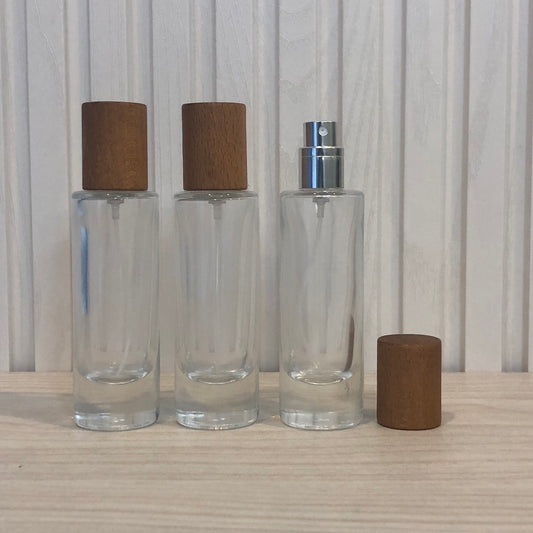 ขวดปินปิน ฝาไม้เหลืองเคลือบเงา 30ML.