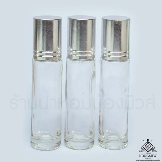 ขวดลูกกลิ้งใส(มีขีด) ฝาเงิน 10ML