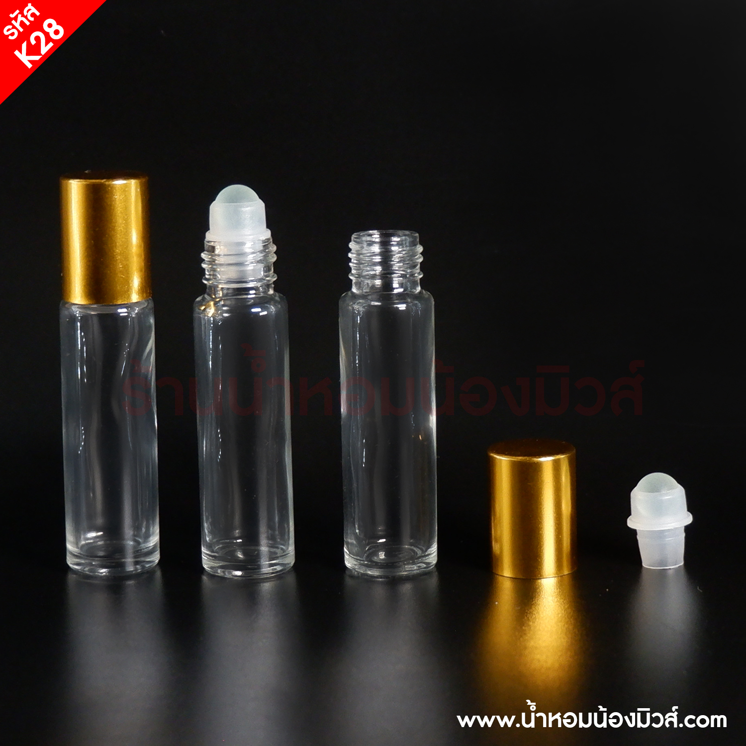 ลูกกลิ้งใส 10ML.ฝาทอง (โหล)(F)