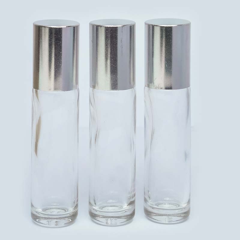 ลูกกลิ้งใส 8ML.ฝาเงินเรียบ (โหล)(F)