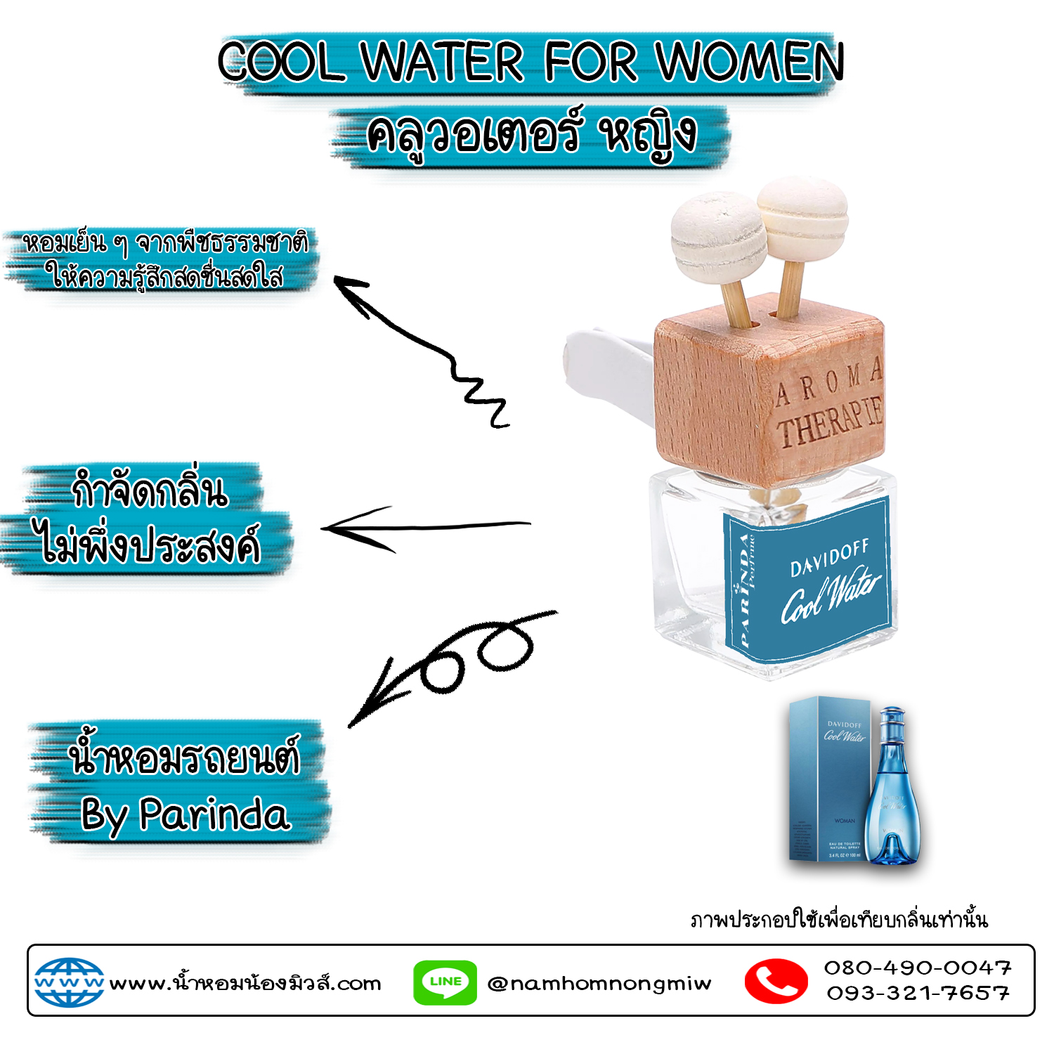 ขวดน้ำหอมในรถยนต์(แบบเสียบ) กลิ่น คลูวอเตอร์-ญ