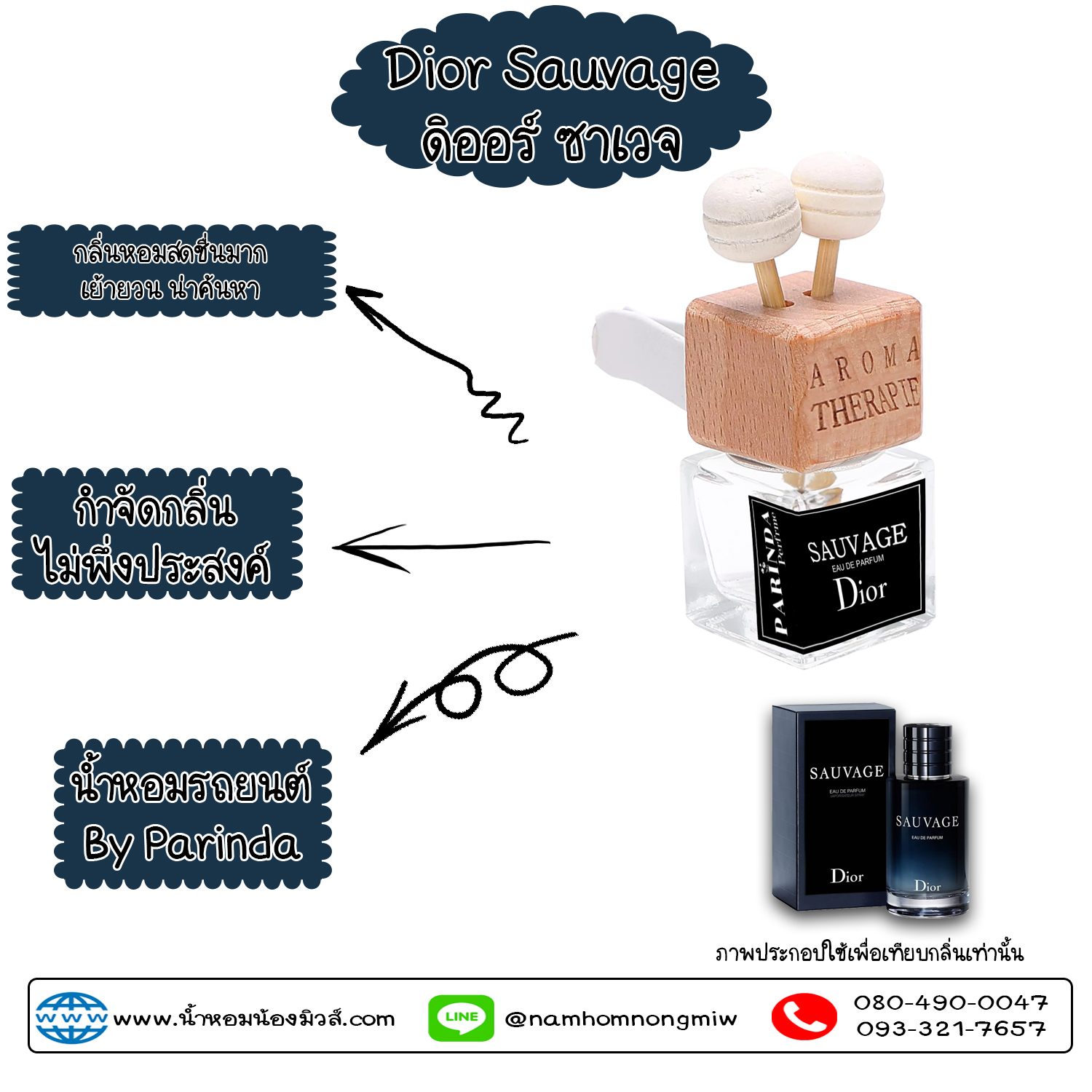 ขวดน้ำหอมในรถยนต์(แบบเสียบ) กลิ่น ดิออร์ซาเวจ