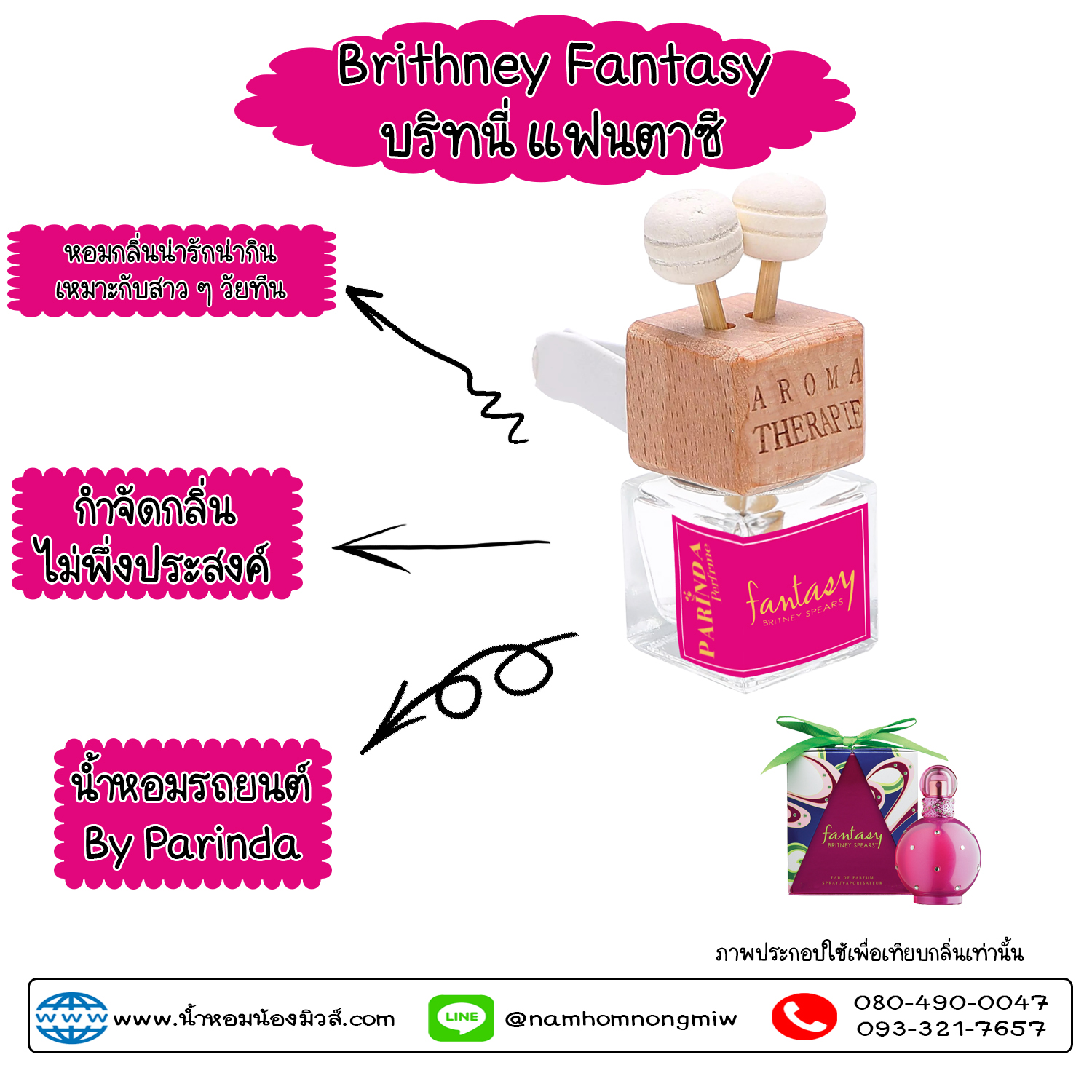 ขวดน้ำหอมในรถยนต์(แบบเสียบ) กลิ่น บริทนี่แฟนตาซี