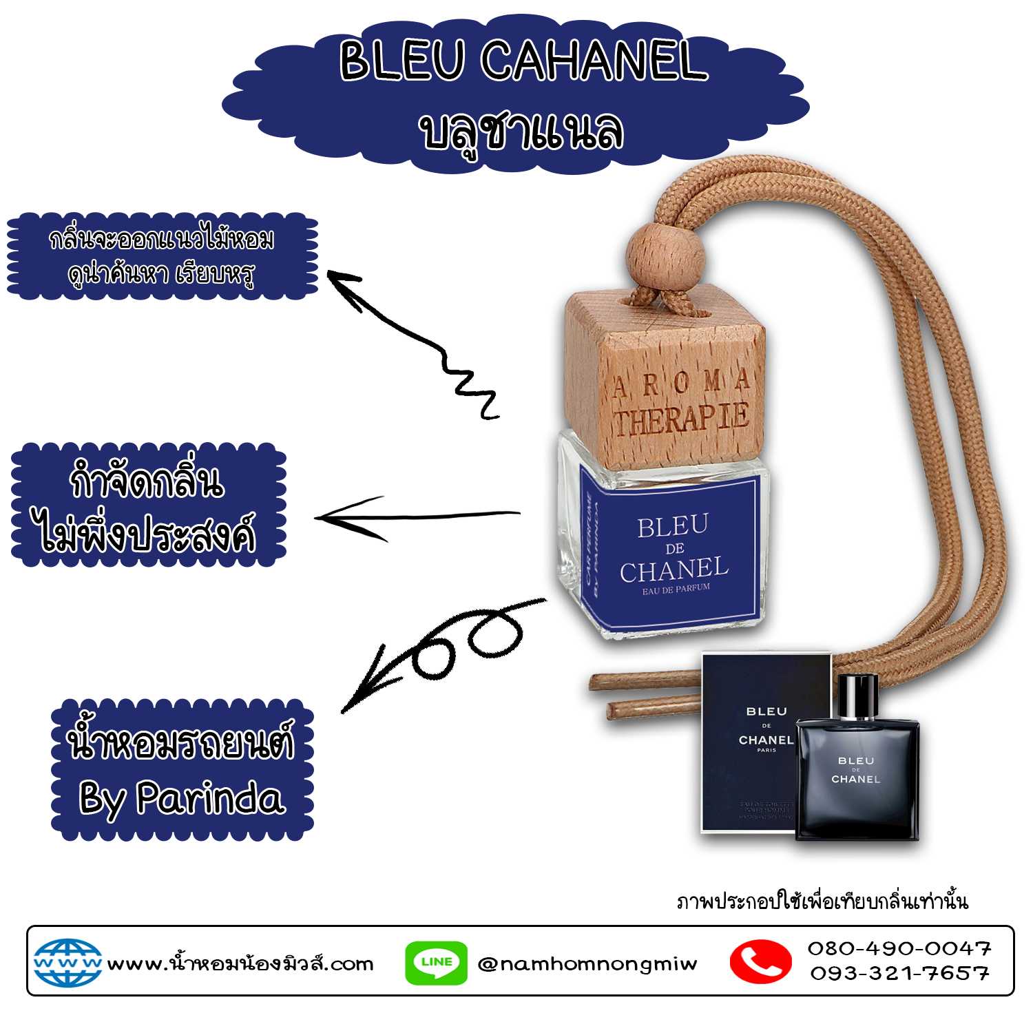 ขวดน้ำหอมในรถยนต์(แบบแขวน) กลิ่น บลูชาแนล