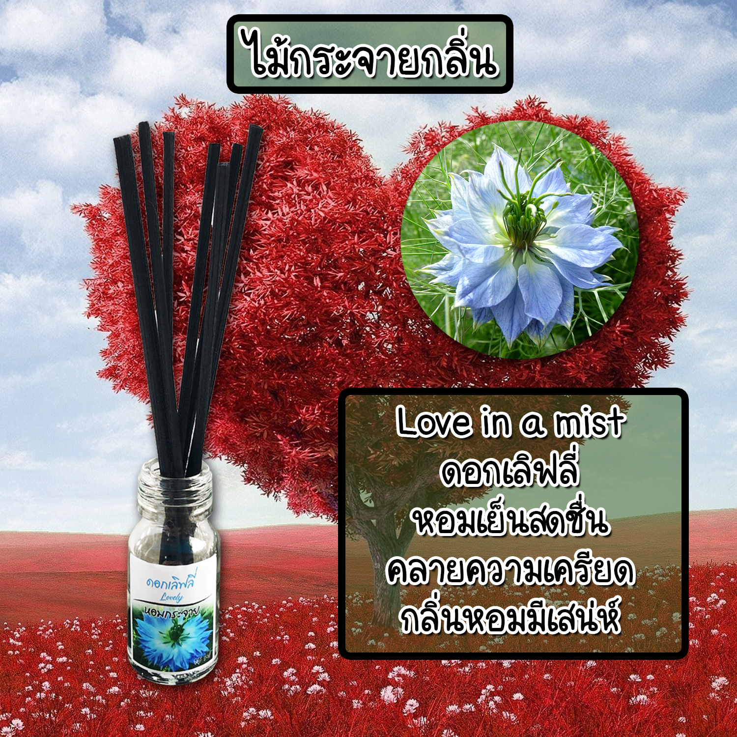 ไม้กระจายกลิ่นหอมปรับอากาศ กลิ่น ดอกเลิฟลี่