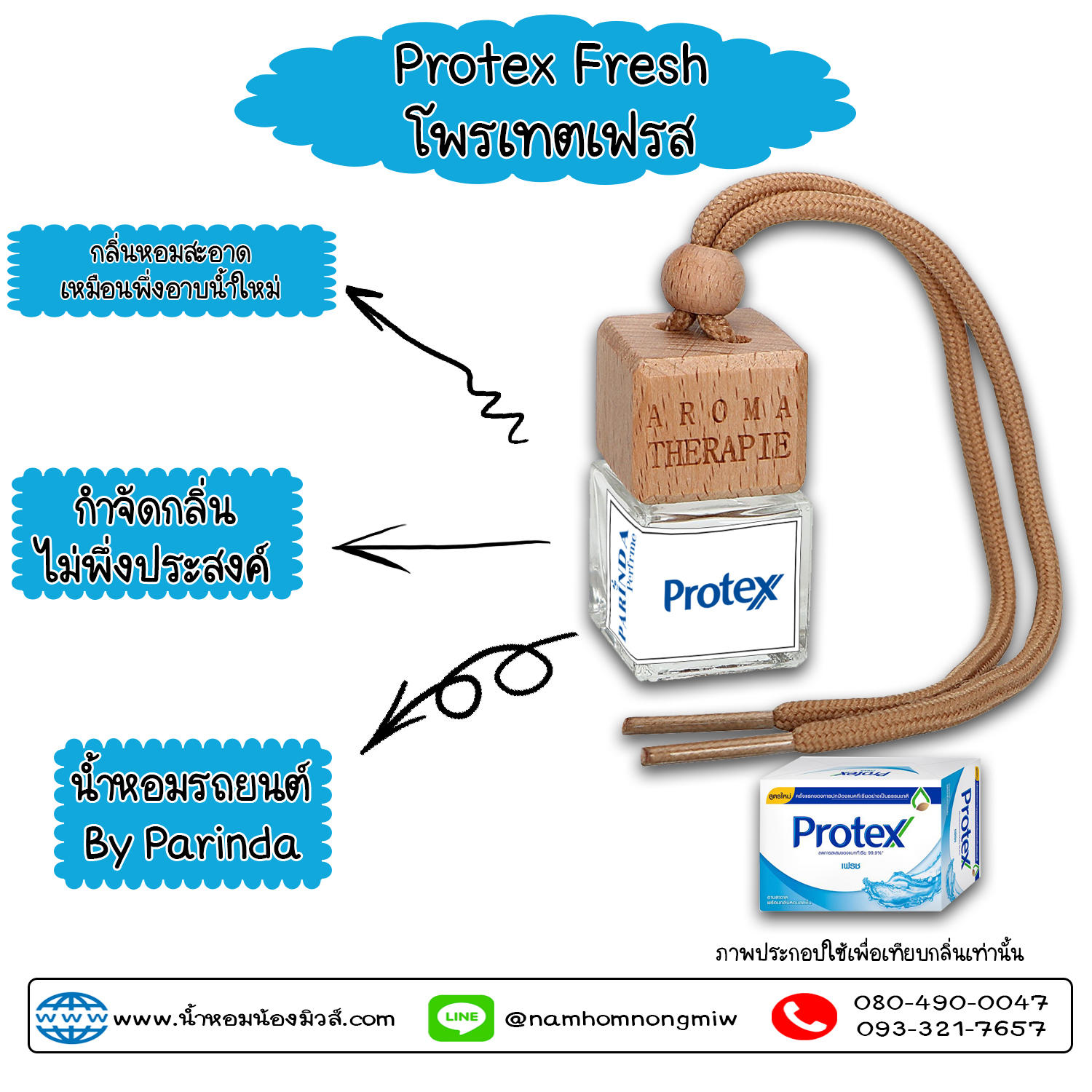 ขวดน้ำหอมในรถยนต์(แบบเสียบ) กลิ่น โพรเทคเฟรส