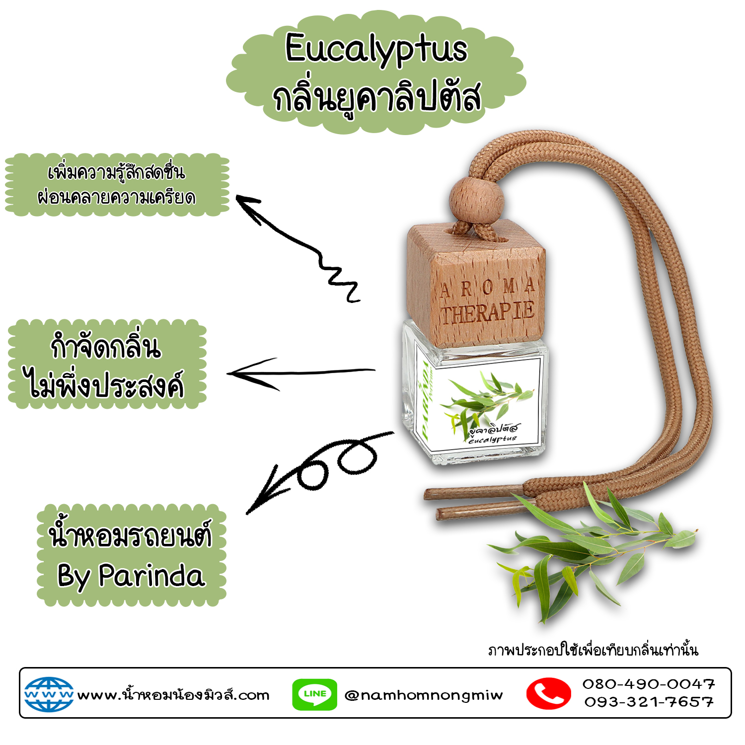 ขวดน้ำหอมในรถยนต์(แบบแขวน) กลิ่น ยูคาลิปตัล